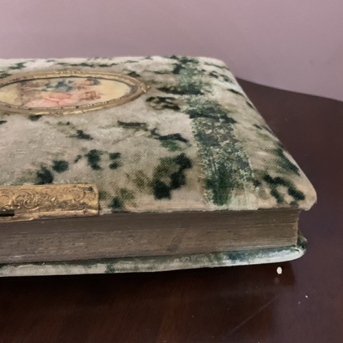 Antique Victorian Celluloid Photo Album With Velvet Green Cover - Picture 3 of 14