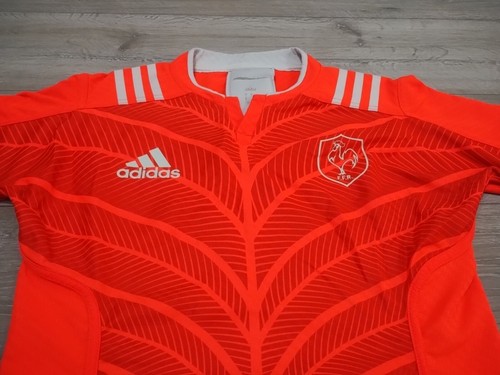 France Rugby Training Shirt 2015/2016 Adidas Medium Orange Player Jersey GPS Top - Picture 2 of 12