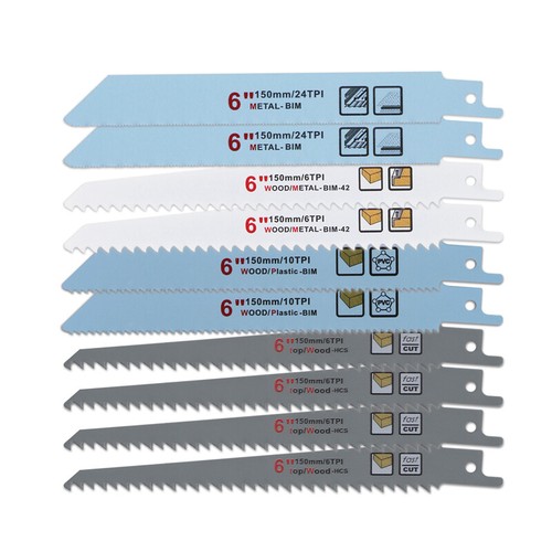 10PC 150mm/6'' Reciprocating Saw Blades Set Wood Metal Sheet Pipe Blades 6T/10T - Picture 11 of 11