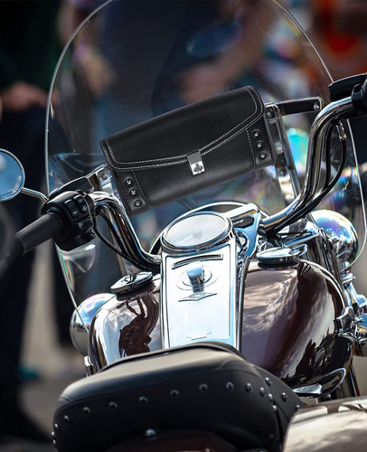 Motorcycle Windshield Bag Windscreen Studded Pouch for Road King 1995-2019 2020 - Picture 6 of 8