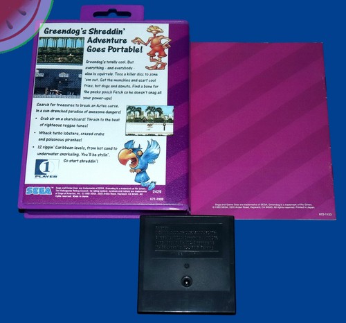 TESTED Sega GAME GEAR Genuine GREENDOG with Manual in NEW Hangtab Box CIB Works - Picture 3 of 8