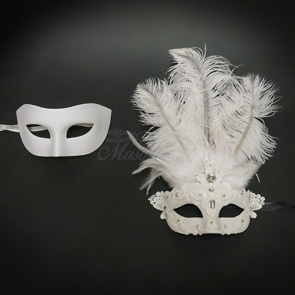 White Feather Eye Mask Masks Unisex White Feather Eye Mask Masks Unisex