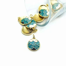 4 or 20 pcs Enamel Ocean Wave Charm, Sea Pendant- US Seller - EN1087