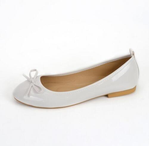 Womens Ballet Flats Patent Leather Round Toe Slip on Casual Loafers Shoes Size - Picture 17 of 17