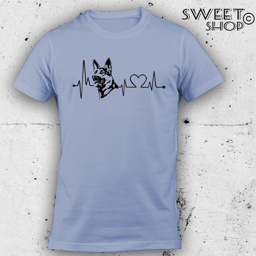 T-Shirt MAGLIETTA BATTITO CUORE PASTORE TEDESCO CANE AMORE CUORE IDEA REGALO - Picture 11 of 12