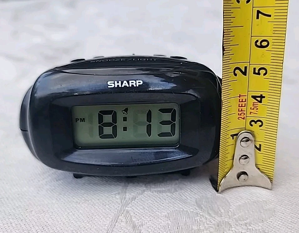 Sharp Black Travel Digital Alarm Clock Battery Power On Model SPC500 -  Working - Image 4 of 4