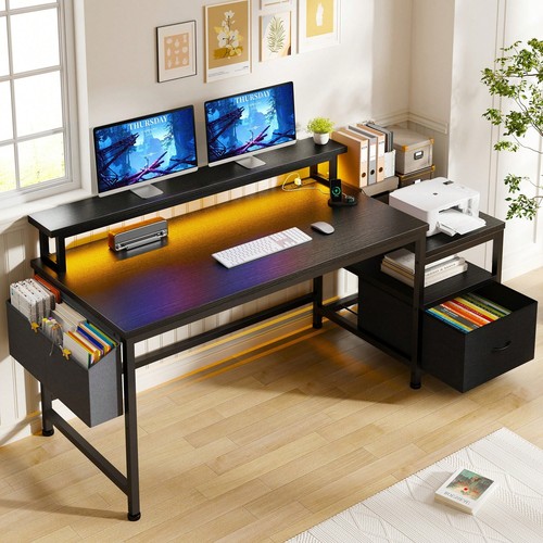 EnHomee 56.5" Computer Desk With File Drawers Cabinet-Lightning Deals - Picture 18 of 26
