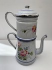 Gorgeous Vintage French Rose Floral Enamel Cafeteria