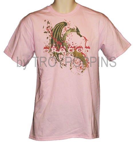 1-DRAGON TATTOO WINGS GOLD GLITTER & RED FIRE SPLAT GRAPHIC PRINTED T-SHIRT TEE - Picture 1 of 8