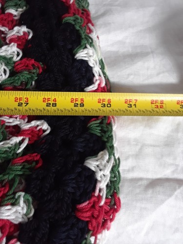 Hand Knit Throw Blanket Afghan Black Red and Green Cozy 56 x 60 inch - Picture 10 of 12