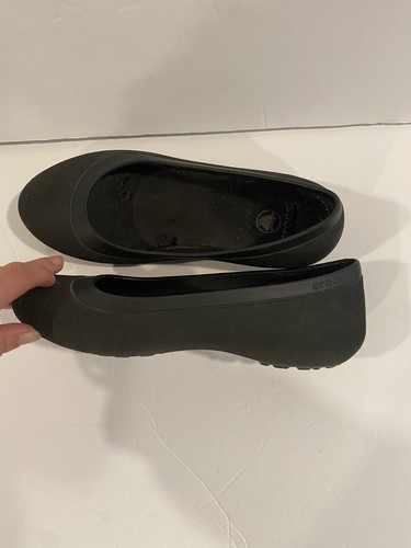 Crocs Classic Black Fux Fur Lined Mary Jane Ballet Boats Womens Size 6 - Picture 3 of 5