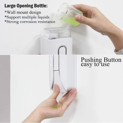 Soap Dispenser Wall Mounted Liquid Bathroom Hand Soap Shower Gel Shampoo - Picture 26 of 50