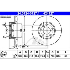 ATE 2x Bremsscheibe vorne 2800 belüftet für Fiat Ducato Kasten 250_