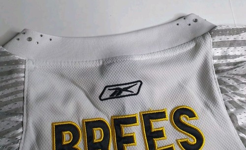 REEBOK New Orleans Saints Drew Brees Womens NFL Football Jersey Lg L Rhinestones - Picture 17 of 19