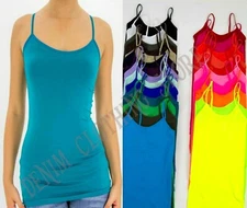 Solid Adjustable Spaghetti Strap Camisole Basic Plain Tank Top Cotton ONE SIZE