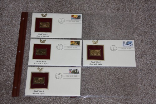 WWII 50th Anniversary 6/6/1994 four FDC Golden Replicas PCS US Commemoratives