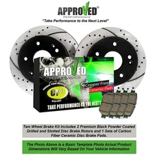 Front Brake Kit Drilled & Slotted Brake Rotors with Ceramic Brake Pads