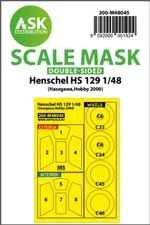 ARTSCALE 1/48 Henschel Hs 129 double-sided painting mask for HAS, Hobby2K M48045