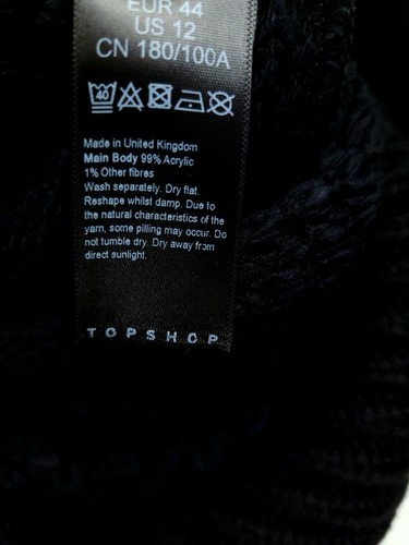 Topshop Solid Black Full Zip Crop Sweater Coat Jacket Womens Size 12 - Picture 9 of 9