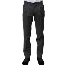 DOLCE & GABBANA Pants Gray Striped Cotton Formal Men Trousers IT44/W30/XS 560usd