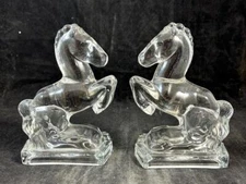 LE Smith Glass Animals and Figurines Pair of Rearing Horse Bookends #2564