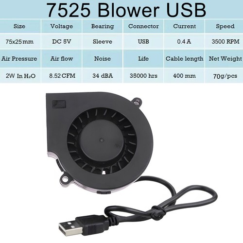 75mm USB Fan Blower Fan, 5V DC Brushless Cooling Fan For Laptop 75mm x 15mm - Photo 15/25