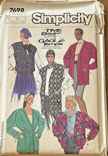 Simplicity Sewing Pattern 7698 Vest Jacket Cardigan 1986 Uncut Size 10,12,14 - Picture 2 of 3
