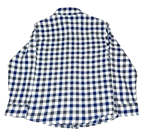 Camisa de mezclilla Calvin Klein para niño con logotipo bolsillo 100 % algodón a cuadros azul/blanca - talla 8 - Imagen 3 de 12