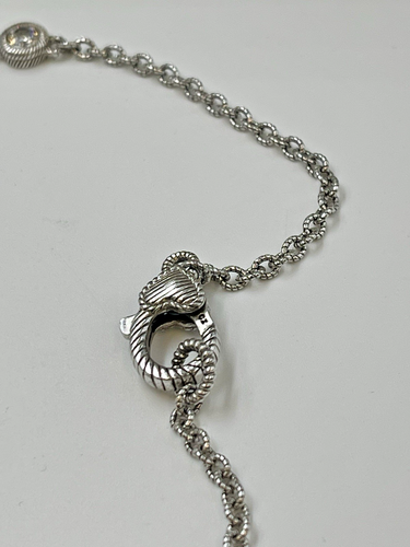 Judith Ripka Sterling Silver CZ Station Chain Necklace 18" - Picture 6 of 7