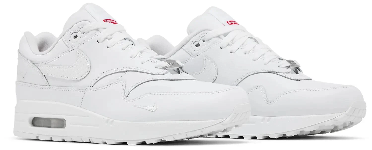 Supreme X Air Max 1 blanc ✅   UK 7   EN MAIN Livraison rapide ?