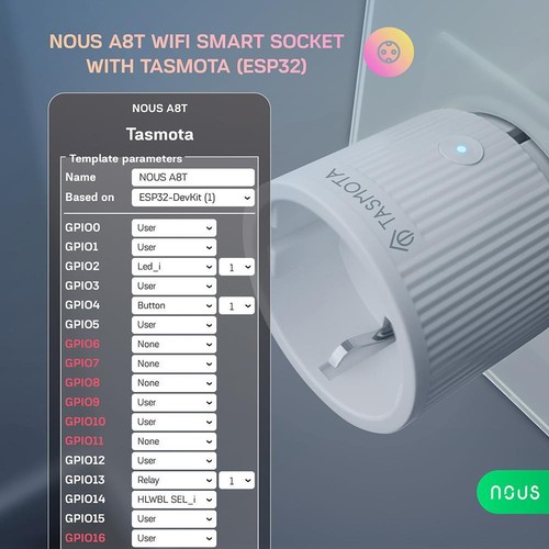 8X Nous A8T 10A WiFi Matter Smart Socket Stromzähler Tasmota - opt. calibrated - Bild 4 von 8