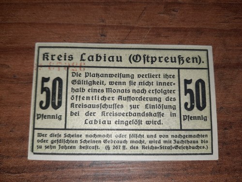 50 Pfennig Kreis Labiau Ostpreußen Königsberg (1918) - Bild 2 von 2