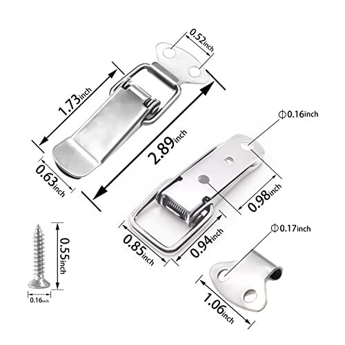 12 Pack Stainless Steel Spring Loaded Toggle Lock Clasp Buckle Latch for Cabinet - Picture 2 of 7