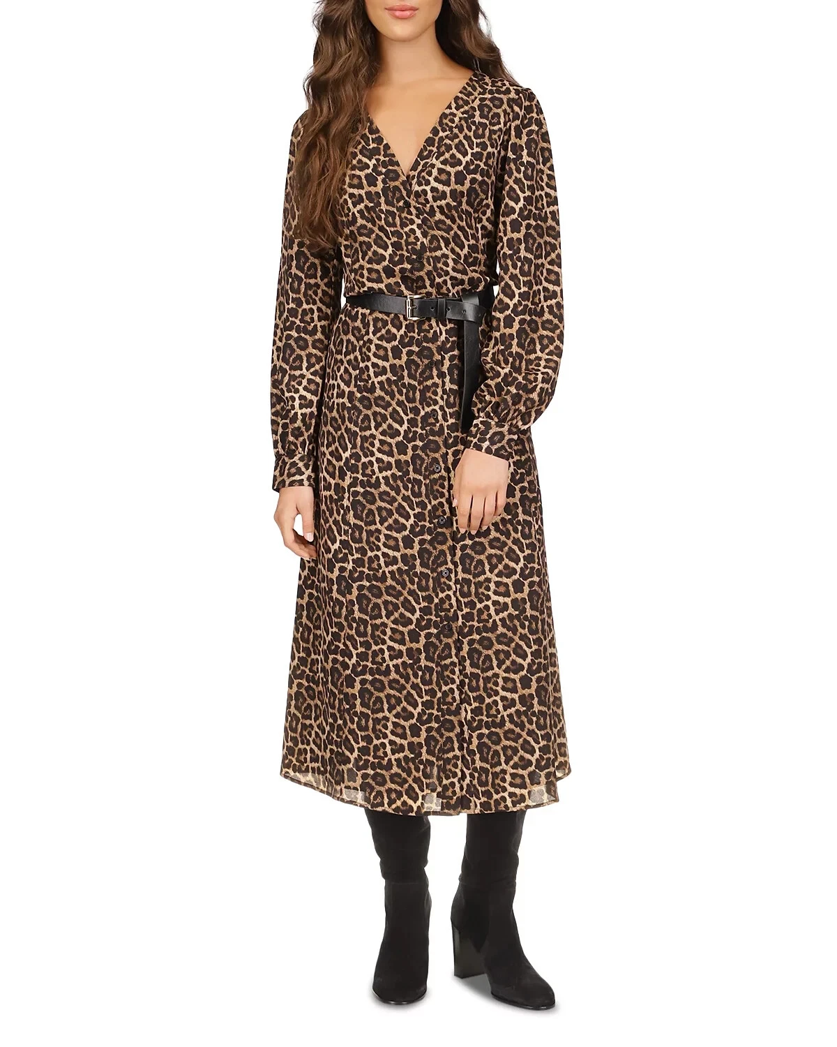 Abito midi MICHAEL MICHAEL KORS Petite stampa animalier $ 195 taglia P XS # 8B 1931 Blm