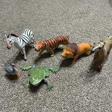 Wildlife Lot of 6 Animals Vintage Toys Zoo Animals Hard Plastic