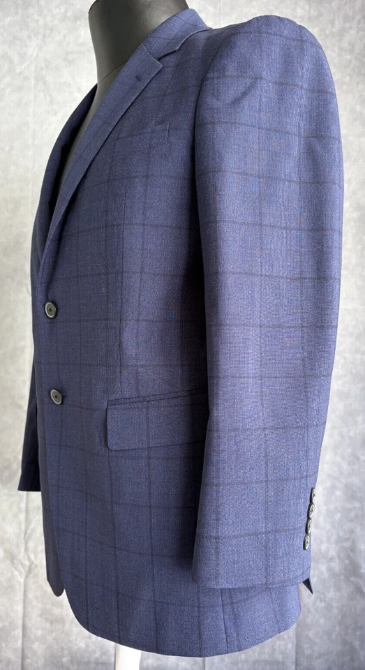 Blazer abrigo deportivo Theory para hombre talla 38S azul a cuadros Foto 2 de 4