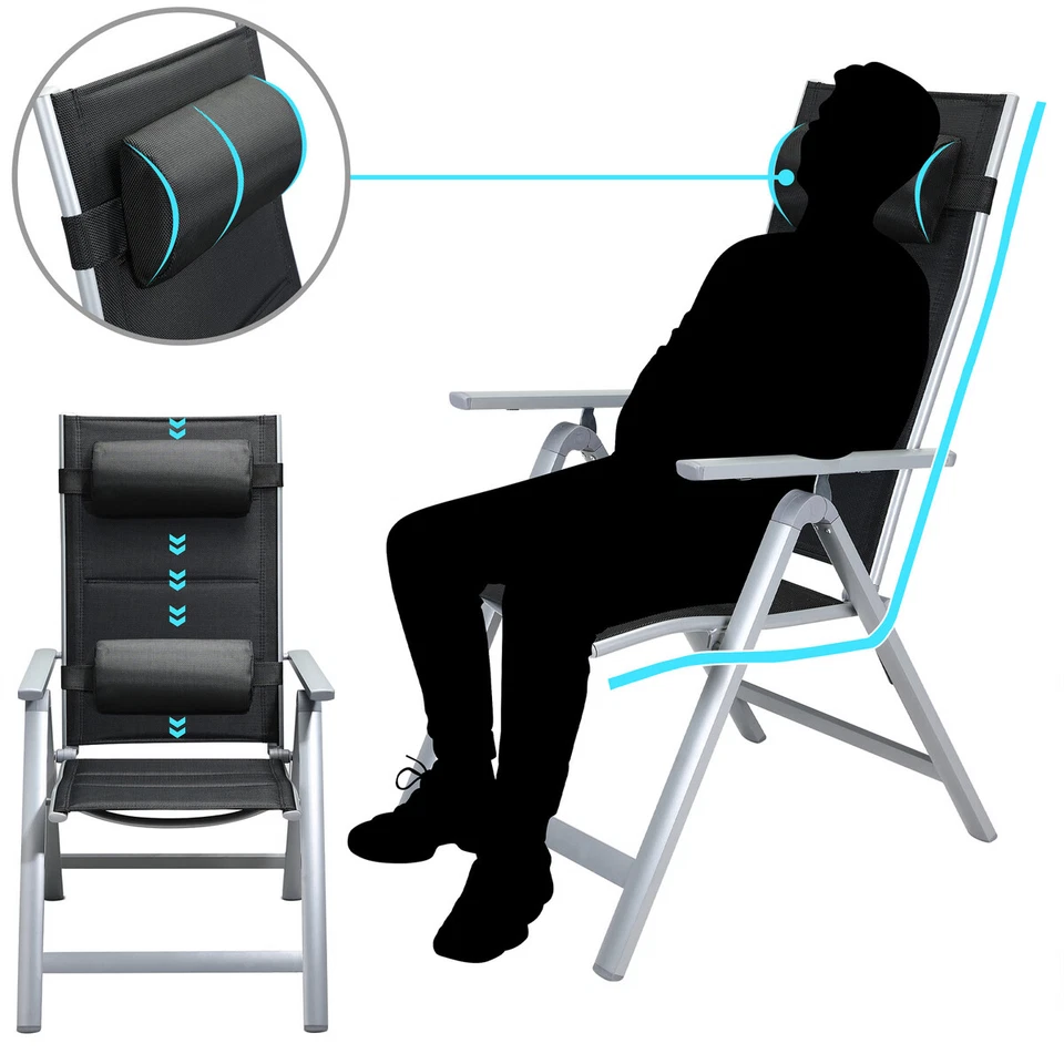 CASARIA® Gartenmöbel Sitzgruppe Essgruppe Aluminium Garten Tisch Klappstuhl Set - Bild 3 von 4