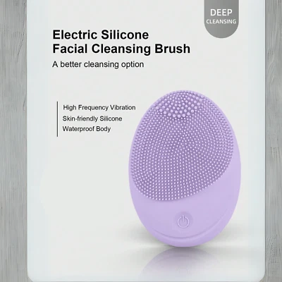 SILICONE ELECTRIC FACIAL CLEANSING BRUSH SONIC FACE CLEANING SPA MASSAGE CLEAN