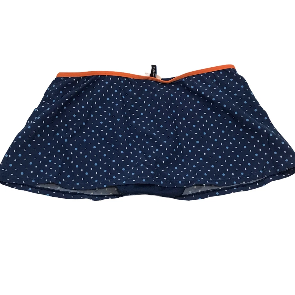 Falda de natación NAUTICA para mujer con parte inferior incorporada talla 6 azul marino lunares ribete naranja Foto 2 de 4