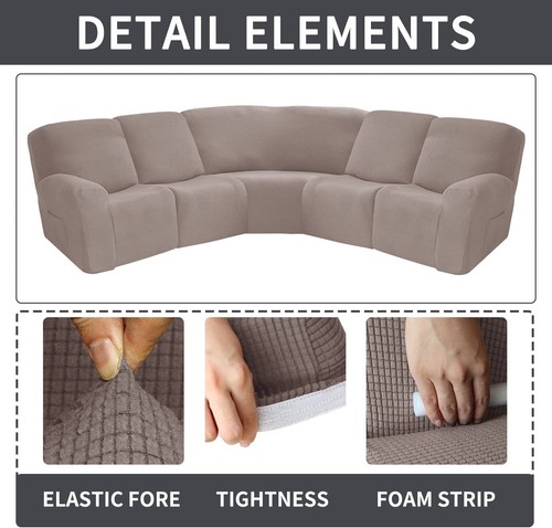 Funda de sofá reclinable de 5 asientos Jacquard elástica seccional para funda de sofá en forma de L - Imagen 127 de 133