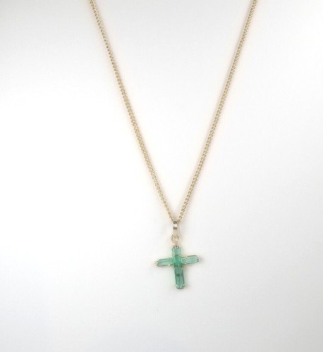 Colombian Emerald Cross Pendant 1.70 Carats 18K Yellow Gold Jewelry Muzo Mines - Picture 10 of 12