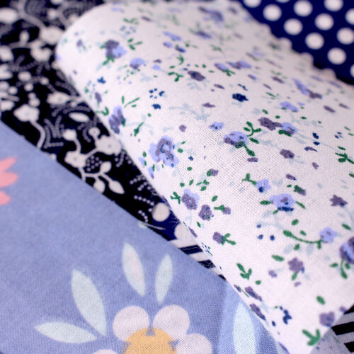 100 Sewing Charm Blue Flower Quilt Print Cotton Fabric Remnants Squares diy - Picture 6 of 7