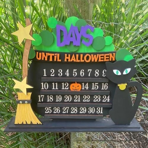 Wooden Wooden Calendar Ornaments Wood Advent Calendar Halloween Party Gifts - Picture 3 of 7