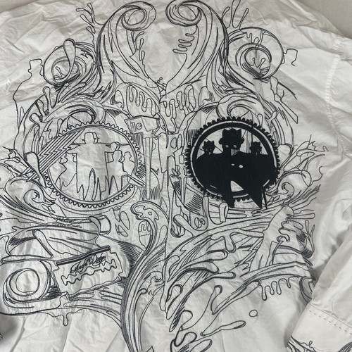 Y2K ARTFUL DODGER White Embroidered Button Down Long Sleeve Shirt Men's Size 44L - Picture 13 of 15