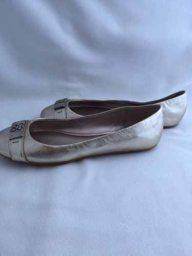 NWT Authentic Coach London Metallic Kid Leather Ballet Flat - Gold Size 7 - Picture 6 of 10