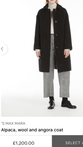 ‘S Max Mara “Barbara” Coat Alpaca Wool Angora Blend, Dark Grey UK 10 £1,200 BNWT - Picture 3 of 14