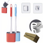 (2 PACK) Silicone Toilet Brush with Flexible No-Slip Long Plastic Handle 