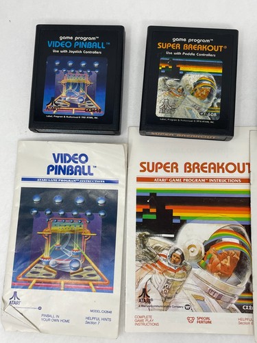 4 VTG ATARI GAME CARTRIDGES W/MANUALS ASTEROIDS SUPER BREAKOUT SPACE INVIDERS - Picture 2 of 6