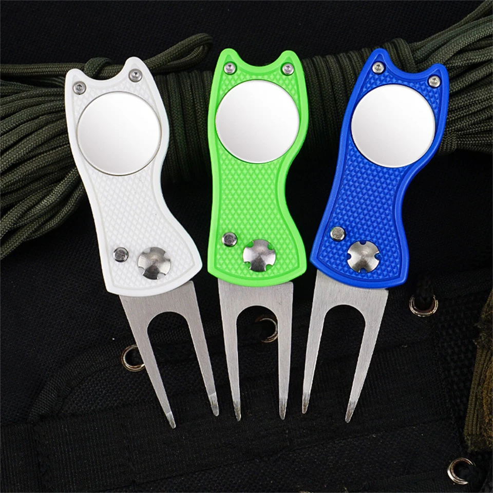 2X Golf Divot Repair Tool Ball Marker Repairer Pitch Magnetic Mark Blade Tools A - image 3 of 4