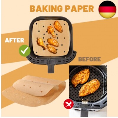 100 Stück Airfryer Backpapier – Rund, 20 Cm, Perforiert – Hitzebeständig Bis 230°C Für Fritteuse & Ofen
